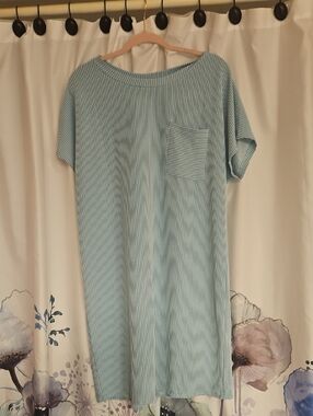 Light Mint Striped Pocket T-Shirt Dress